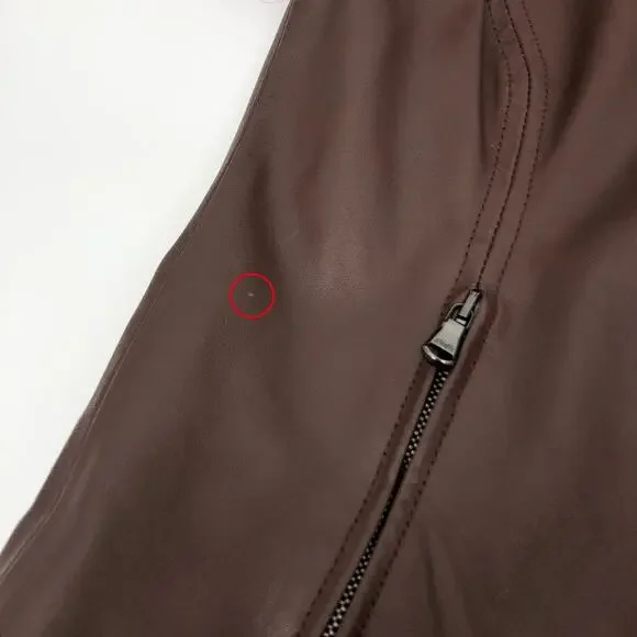 Robert Comstock Leather Jacket Moto Racer Biker Womens 42 / M Fitted Brown Italy - Picture 9 of 14